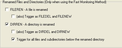 Settings for renamed directories and files